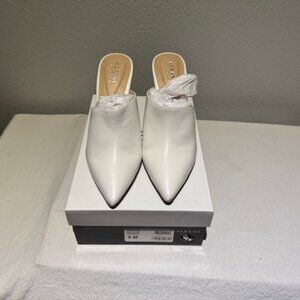 Alfani White Leather Sculptural Heel Mules – Size 9M – New in Box